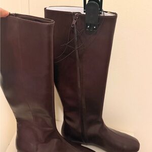 Chic Over the Knee Brown Leather Boots